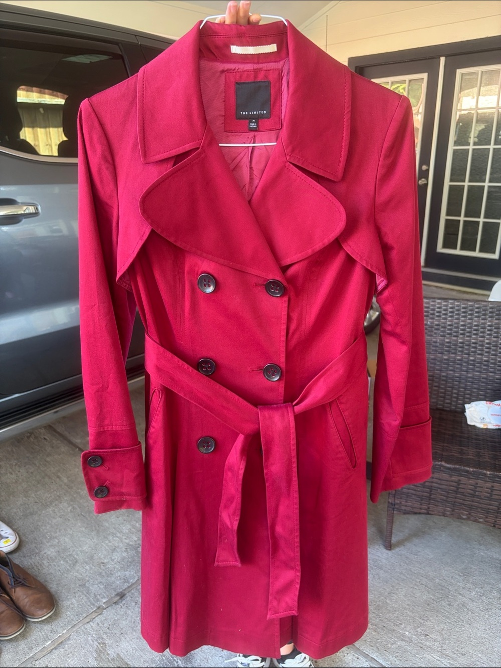 The Limited Women's Raspberry Red Trench Coat with Belt